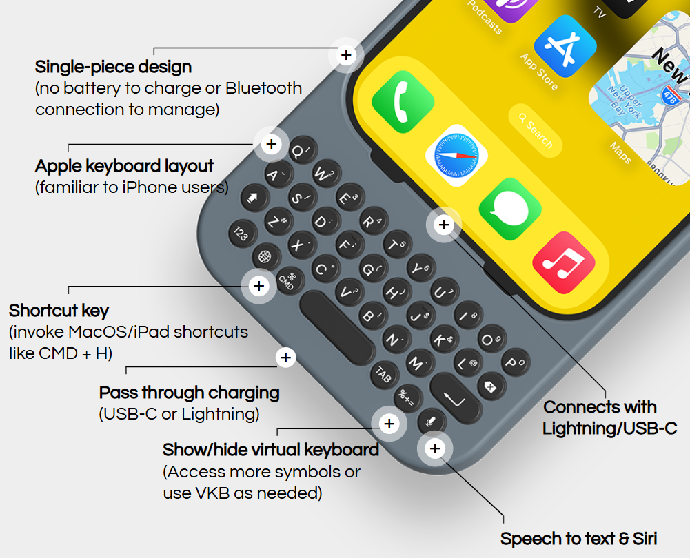 Clicks Keyboard for iPhone 15 Pro Max (Royal Ink) - JB Hi-Fi