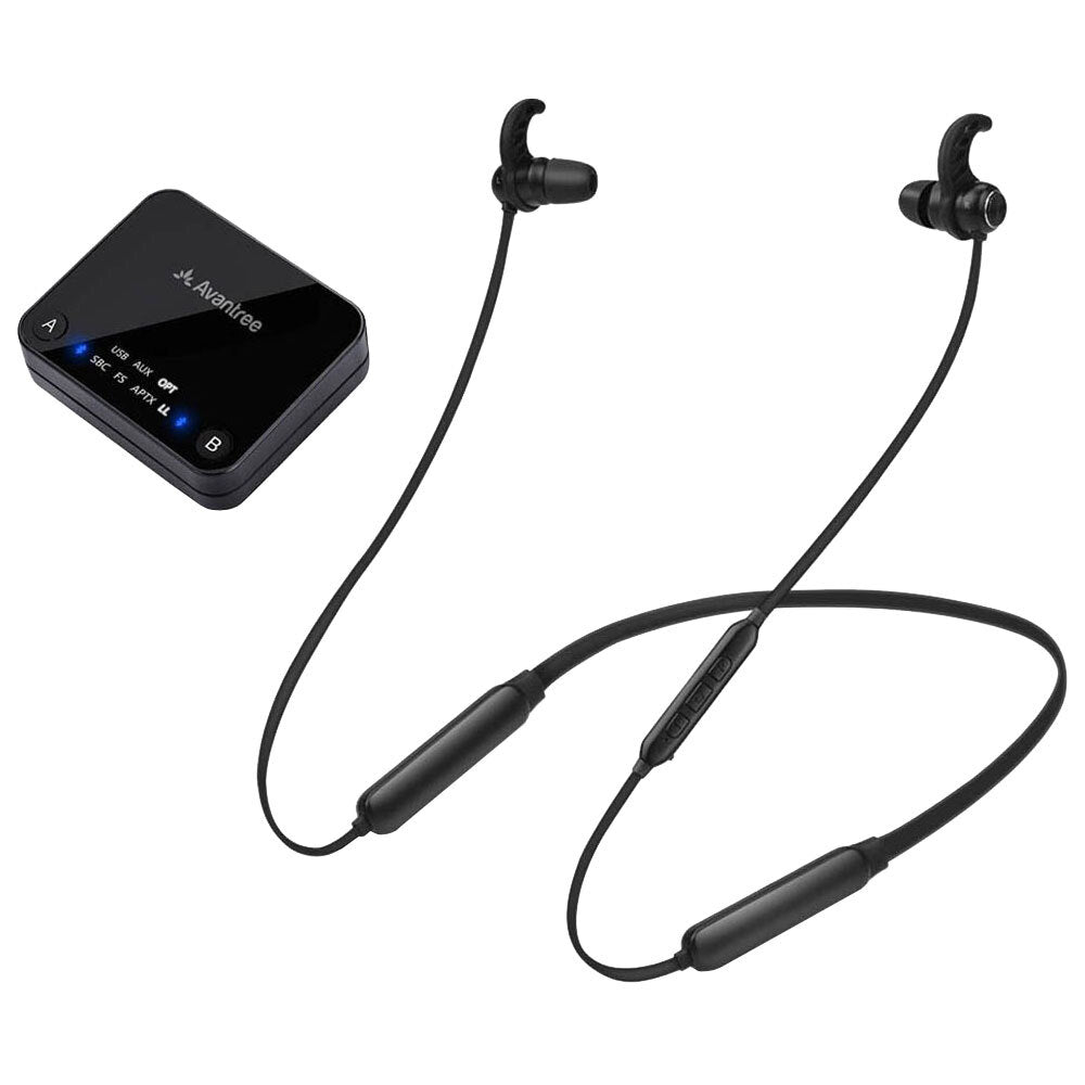 Avantree HT4186BLK Wireless Neckband Earbuds for TV with