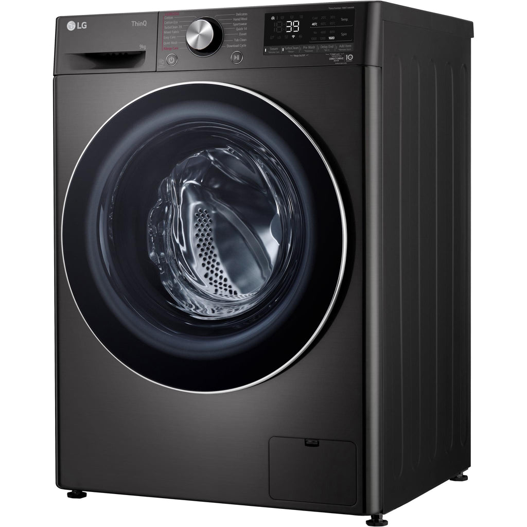 LG WV91609B 9kg Series 9 Front Load Washer (Black Steel) JB HiFi