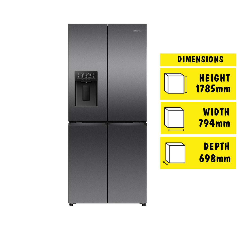 Hisense HRCD483TBW 483L French Door Fridge (Black Steel) - JB Hi-Fi