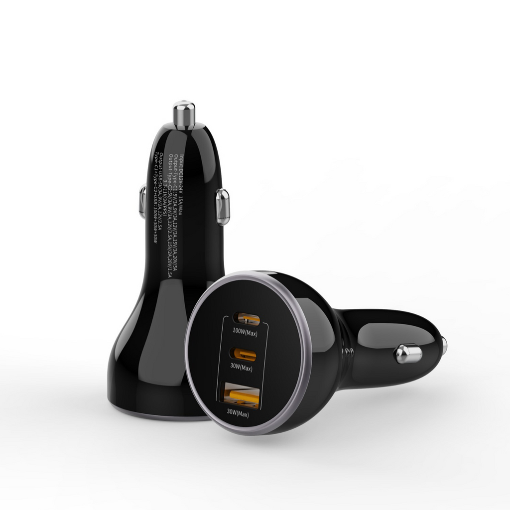 ZLOS 160W 3-Port Fast Car Charger Cigarette Lighter Adapter (2 USB-C & 1  USB-A Ports)