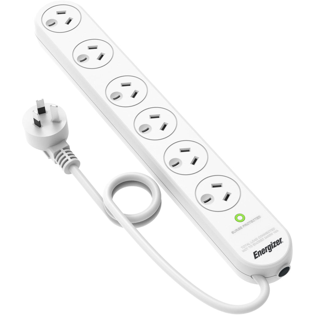 Energizer 6 Outlet Surge Protector Power Board JB HiFi