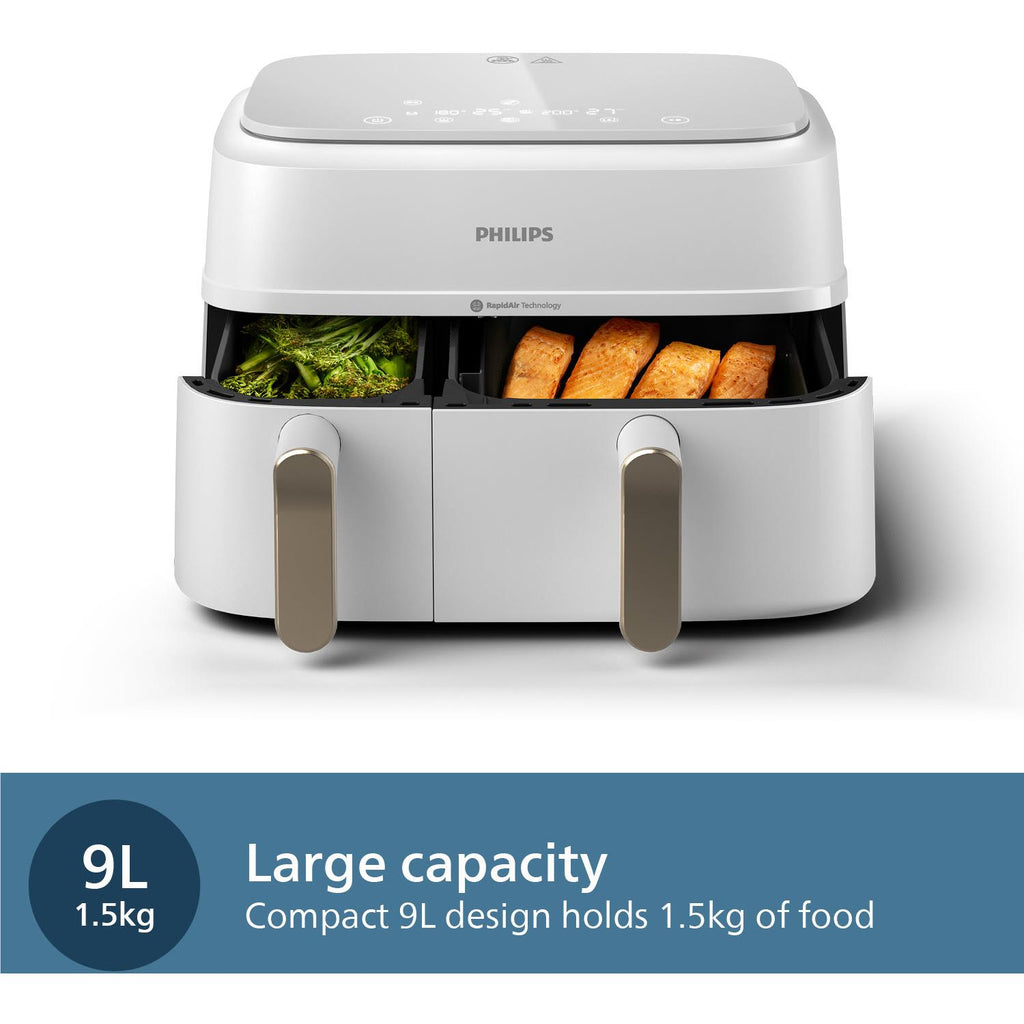 Philips 3000 Series Dual Basket 9L Air Fryer XXL (White) JB Hi-Fi
