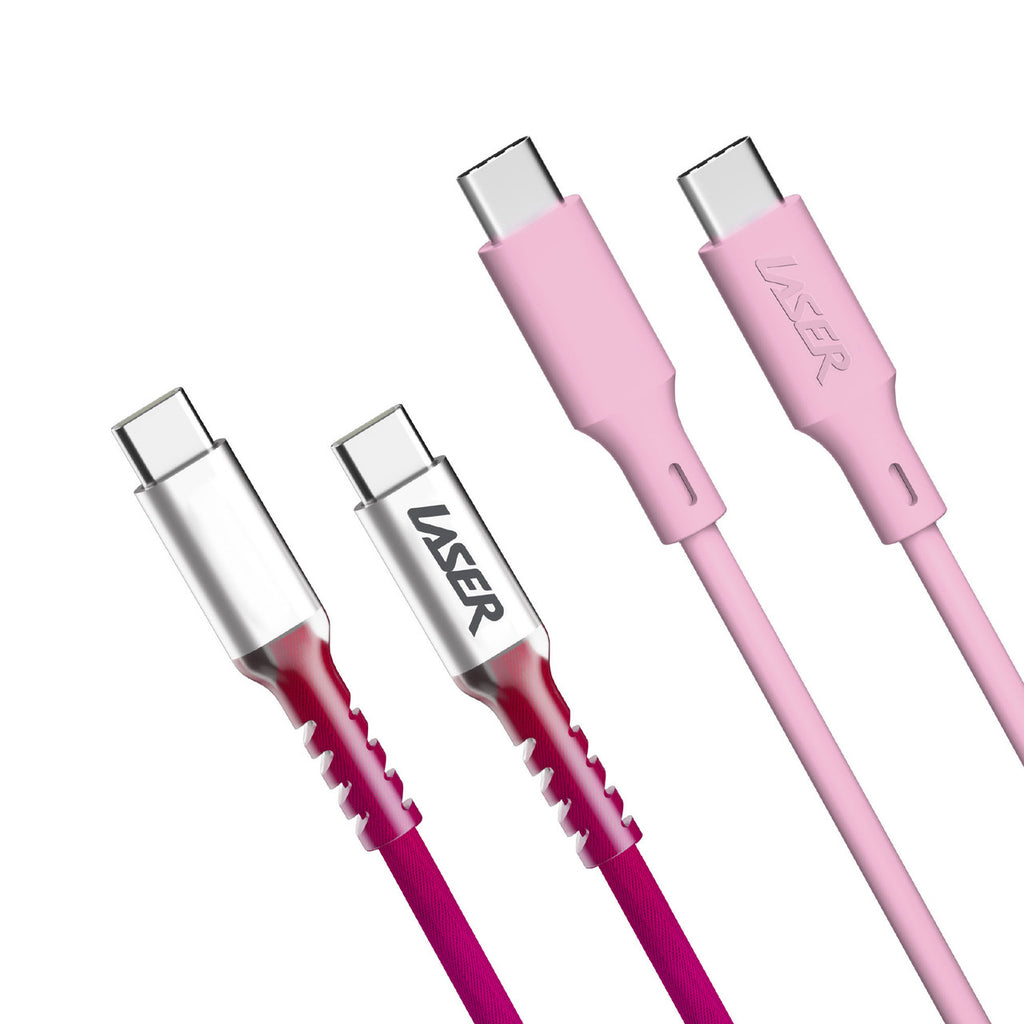 Laser 1m [2 Pack] USBC 60W Fast Charge Cable (Rainbow Pink) JB HiFi