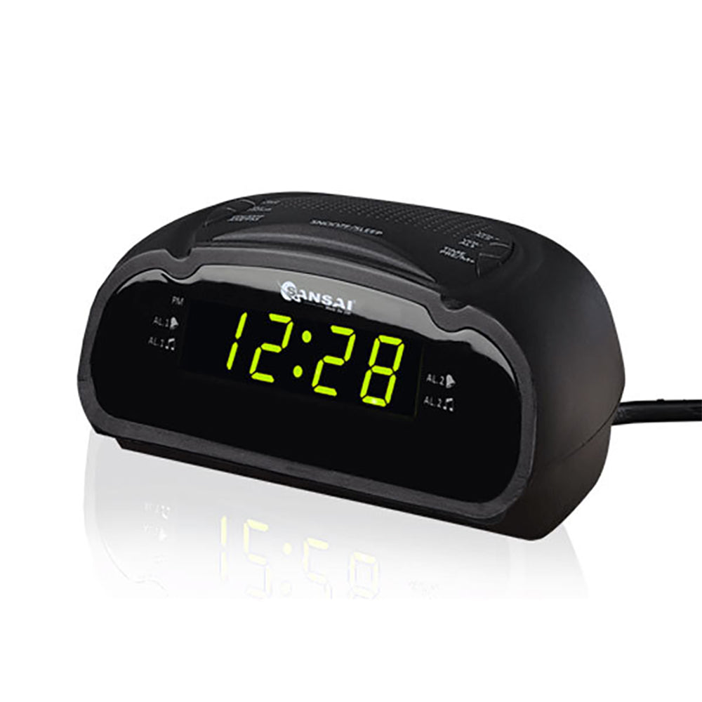 Sansai LED AM/FM Dual Alarm Clock Radio with Battery Backup
