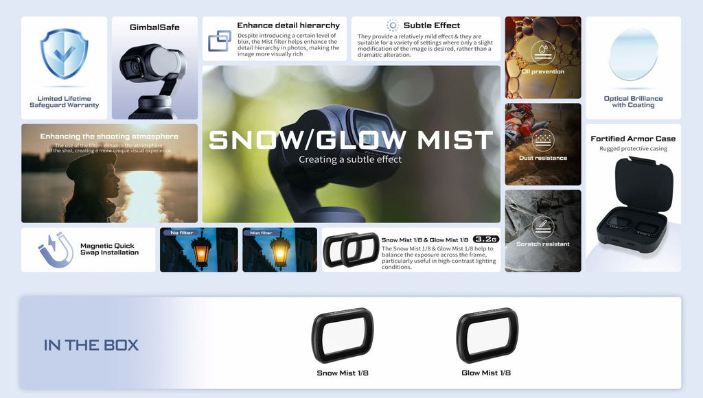 Freewell 2-pack Snow Mist 1/8 Glow Mist 1/8 Filters for DJI Osmo