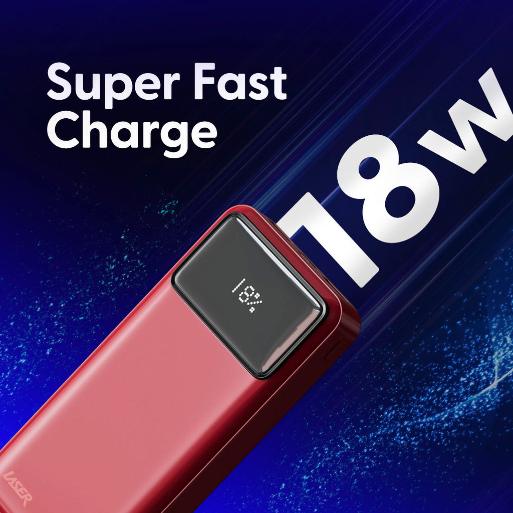 Laser 20000mAh Powerbank 18W PD with LED Indicator (Red) JB Hi-Fi