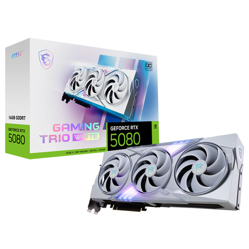 MSI GeForce RTX 5080 Gaming Trio 16G OC White Graphics Card - JB Hi-Fi