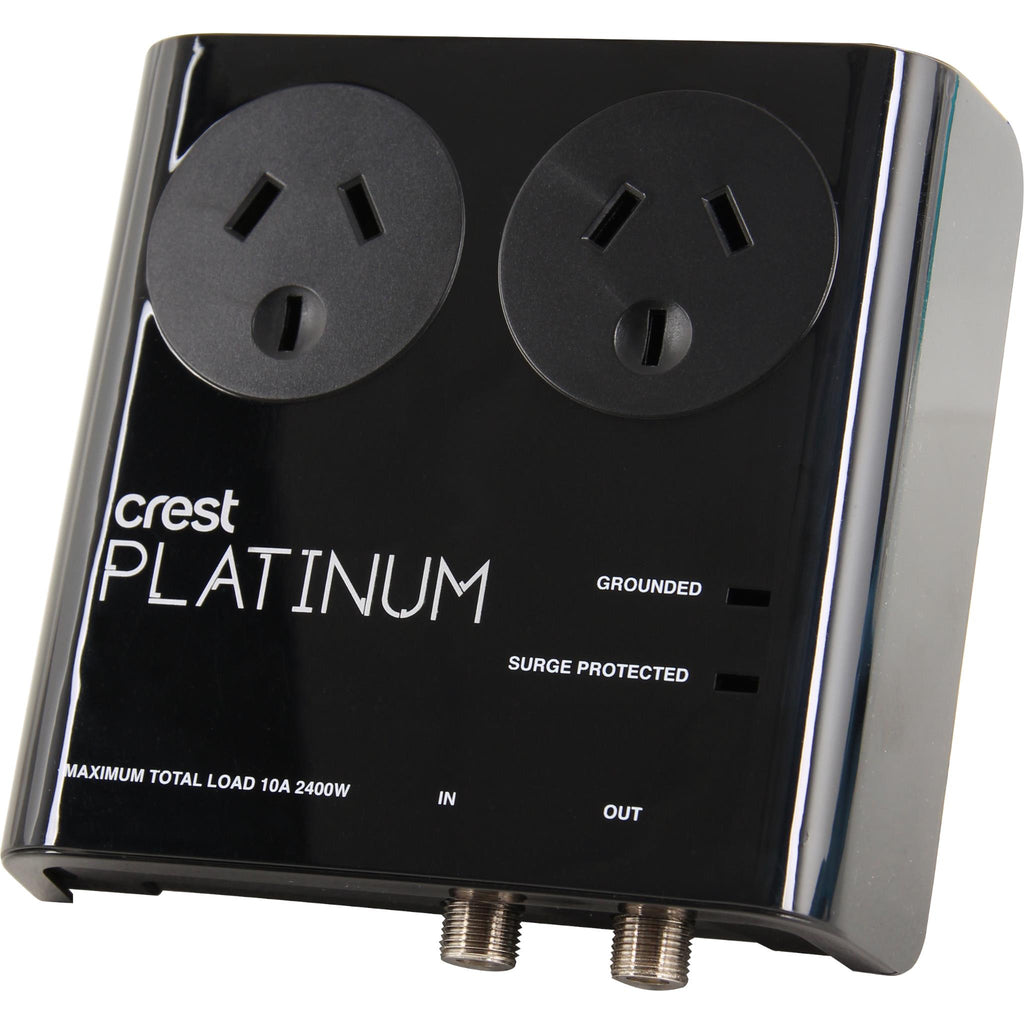 Crest Platinum 2 Socket Protector w/ TV Antenna Protection Power