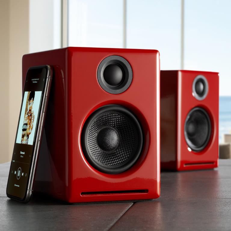 Audioengine A2+ Wireless Computer Speakers (Gloss Red) - JB Hi-Fi