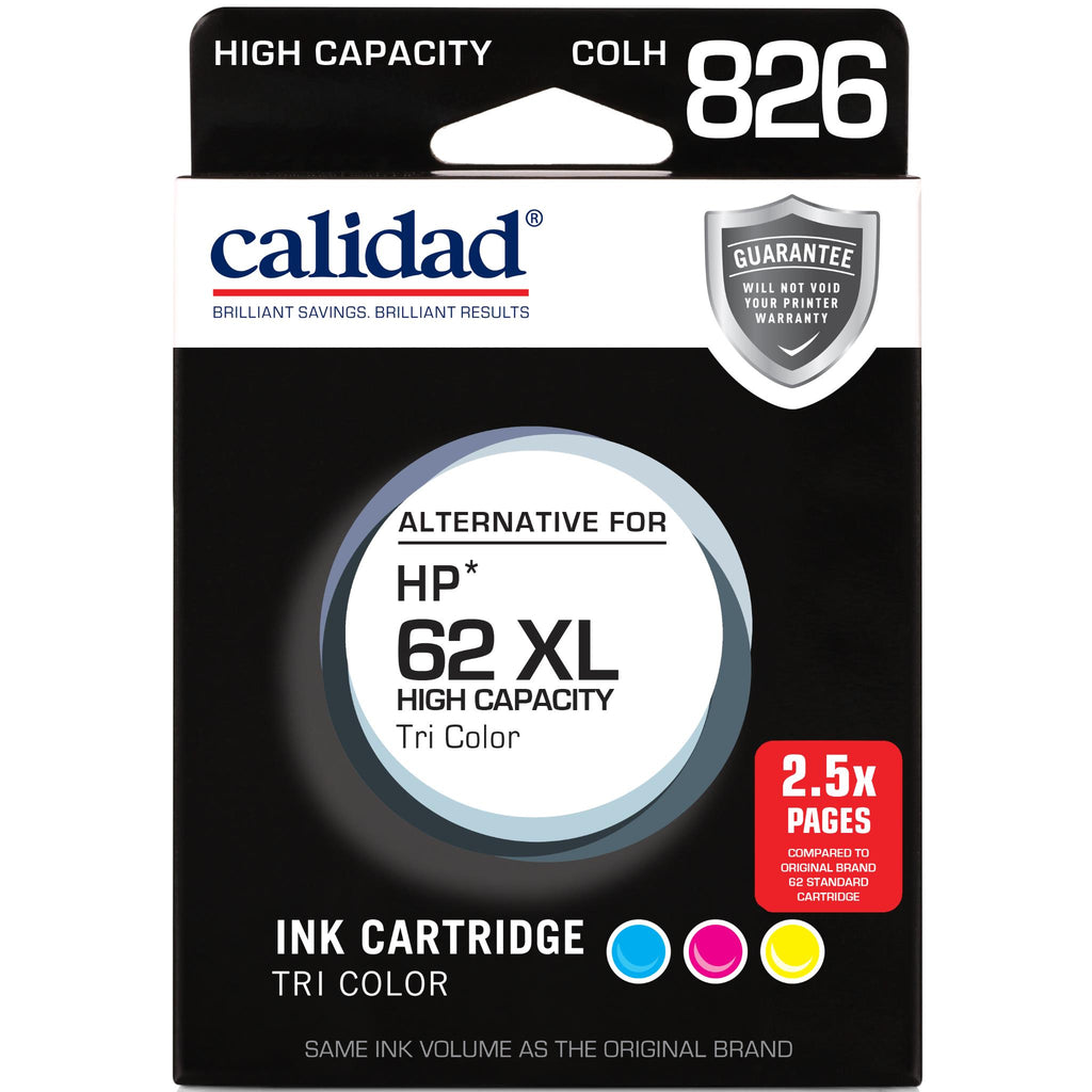 Calidad High Yield Alternative Ink Cartridge for HP 62XL Printers (Tri