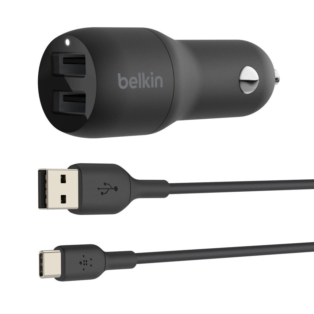 Belkin BoostUp Charge Dual USBA Car Charger with 1M USBA to USBC