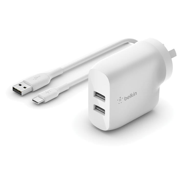 Belkin BoostUp Charge 24W Dual USBA Wall Charger + USBA to USBC