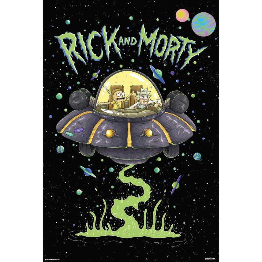 POSTER STOP ONLINE Rick and Morty Framed TV Show Poster (Season Key Art) (Size 24 x 36)