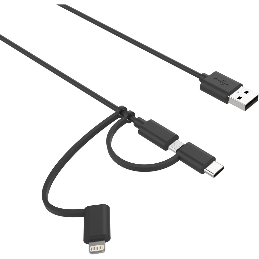 Charge & Connect 3in1 Cable 1.2m (Black) JB HiFi