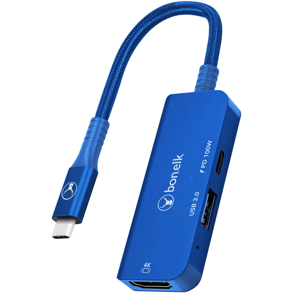 Bonelk LongLife USBC 3 in 1 Multiport Hub (Blue) JB HiFi