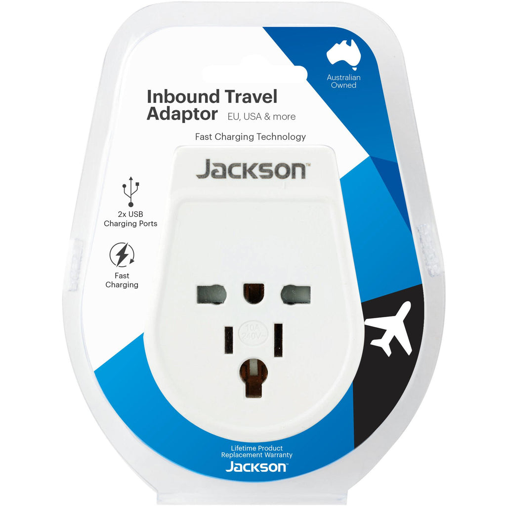 Jackson Inbound Travel Adapter with USBA UK & USA Slim JB HiFi