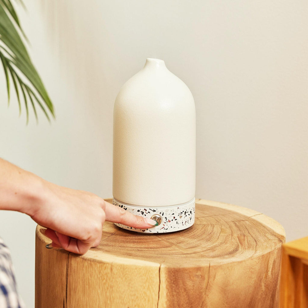 Homedics Ellia Pure Aroma Diffuser Ceramic & Terrazzo (White) JB HiFi