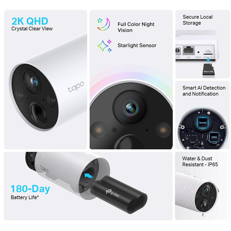 TPLink Tapo Smart 2K WireFree Security Camera System (2 Pack) JB HiFi