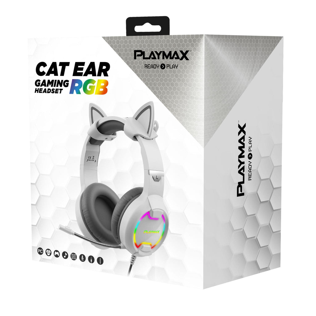 Playmax White Cat Ear Headphones JB HiFi