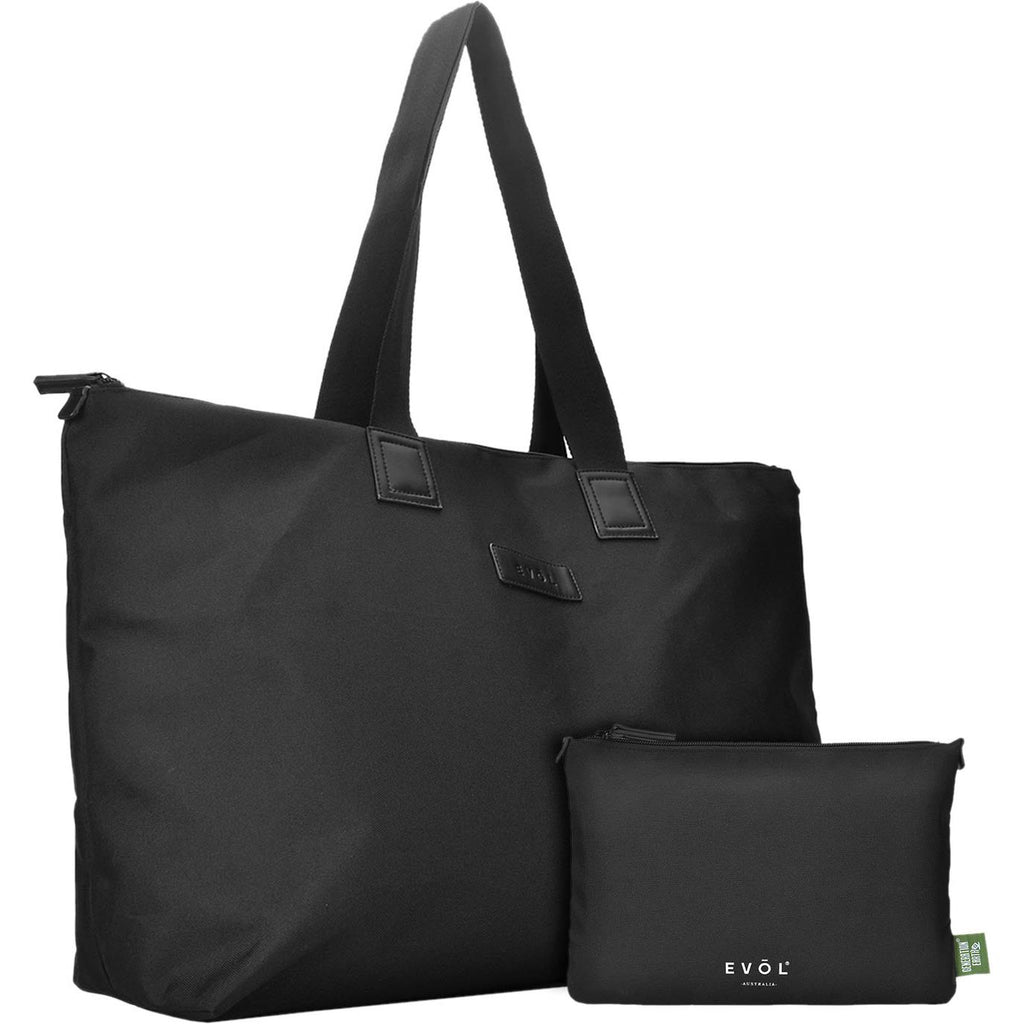 Evol Recycled Foldable Travel 40L Tote Bag (Black) JB HiFi