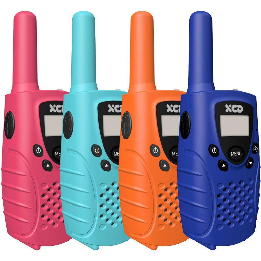 XCD 0.5W UHF CB Handheld Radio 4 Pack (Pink/Cyan/Orange/Blue) JB HiFi