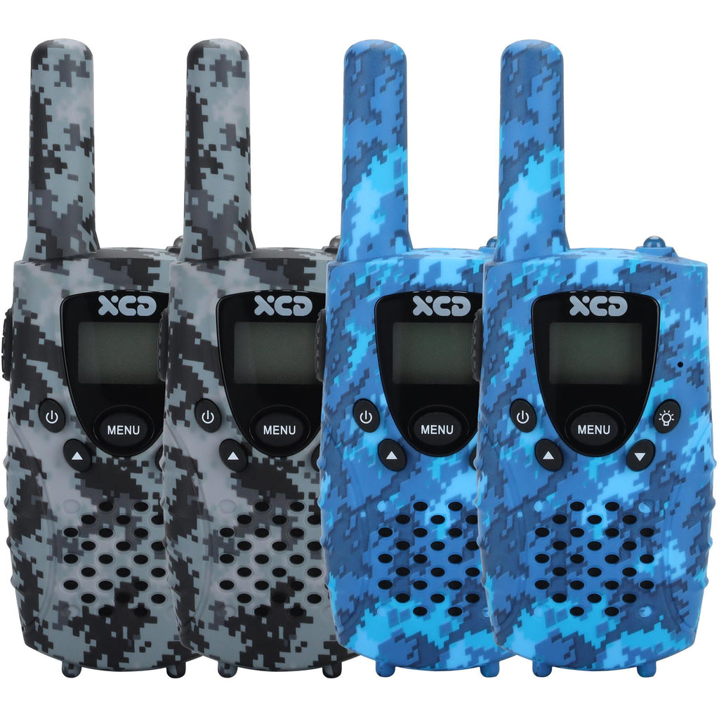 XCD 0.5W UHF CB Handheld Radio 4 Pack (Camo Grey/Camo Blue) JB HiFi
