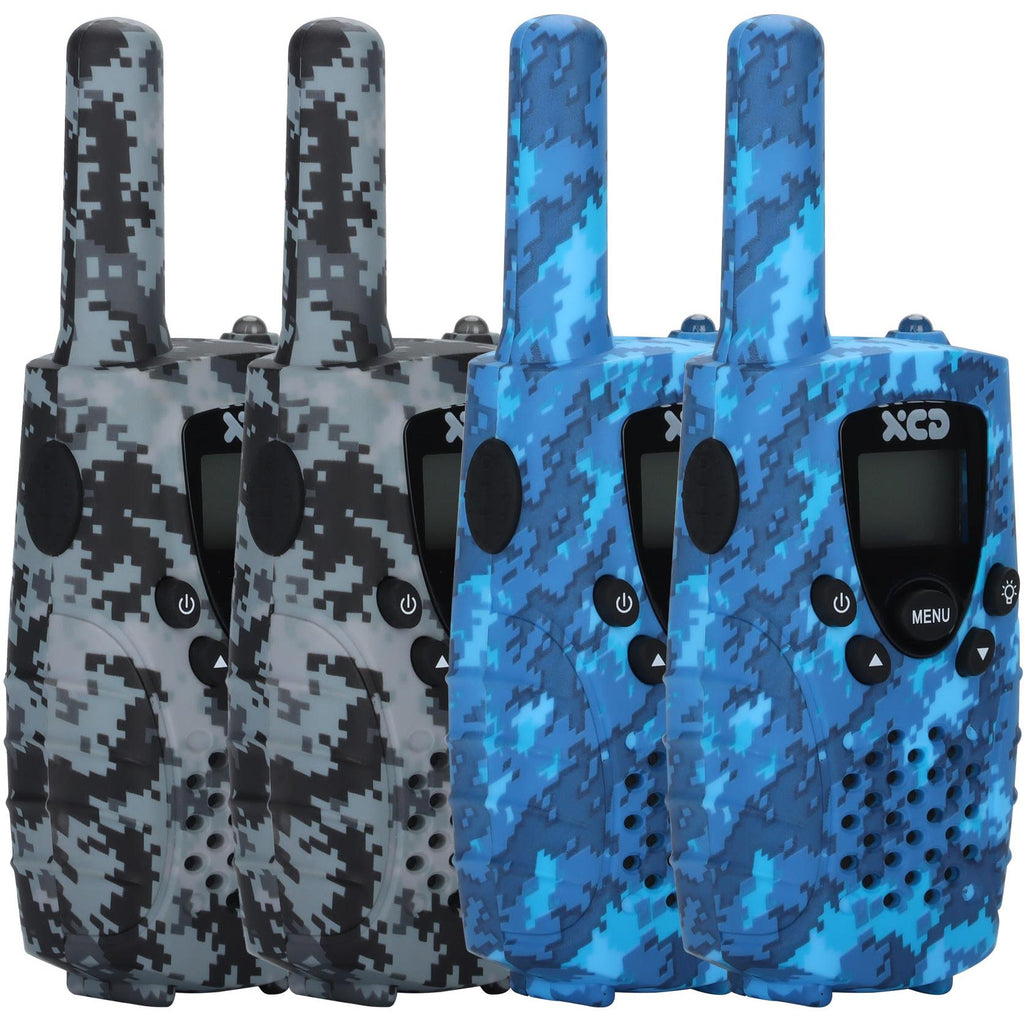 XCD 0.5W UHF CB Handheld Radio 4 Pack (Camo Grey/Camo Blue) JB HiFi
