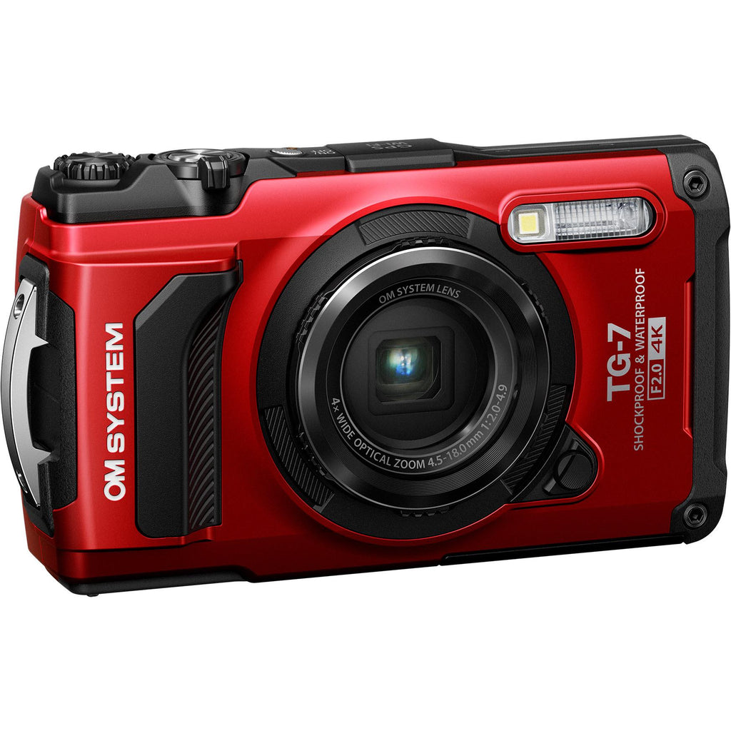 OM System TG7 Tough Digital Camera (Red) JB HiFi
