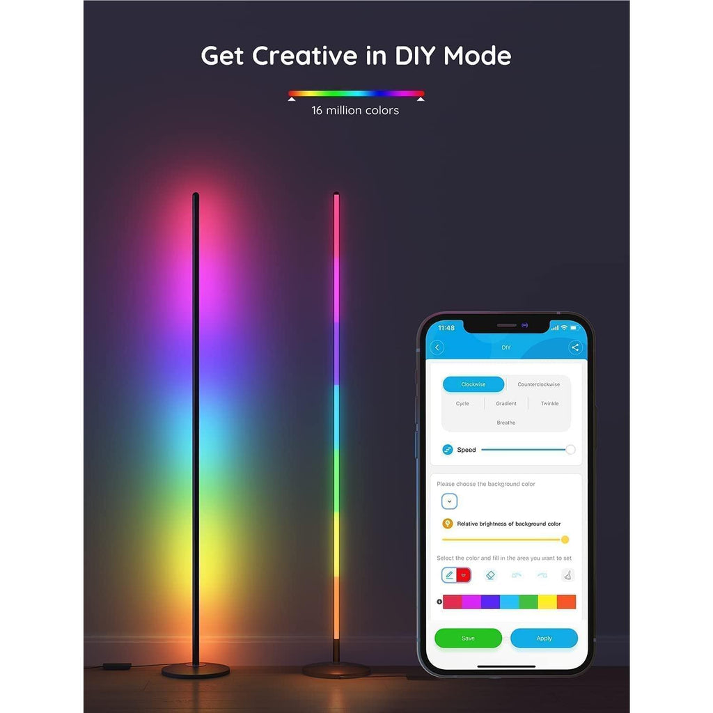 Govee RGBICW Corner Floor Lamp Black JB HiFi