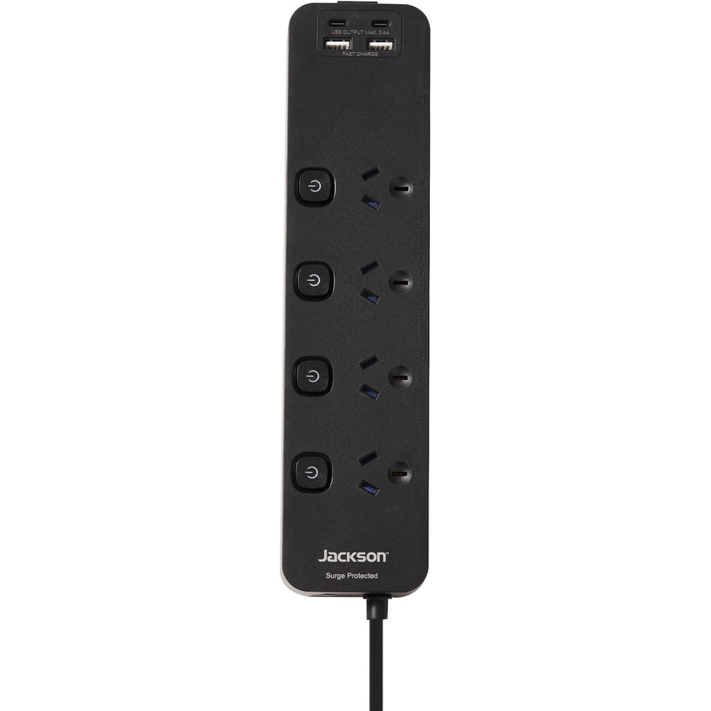 Jackson Fast Charge USBC/A 4 Way Surge Protected Powerboard JB HiFi