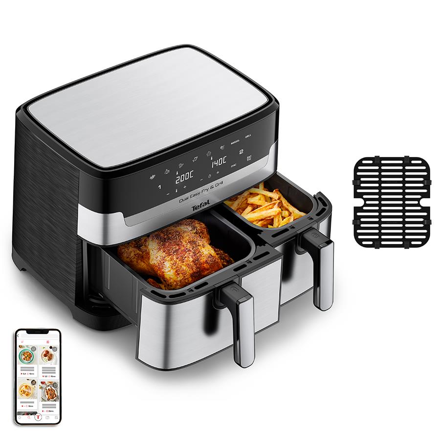 Tefal EY905C Dual Easy Fry & Grill Deluxe XXL 8.3L Air Fryer JB HiFi