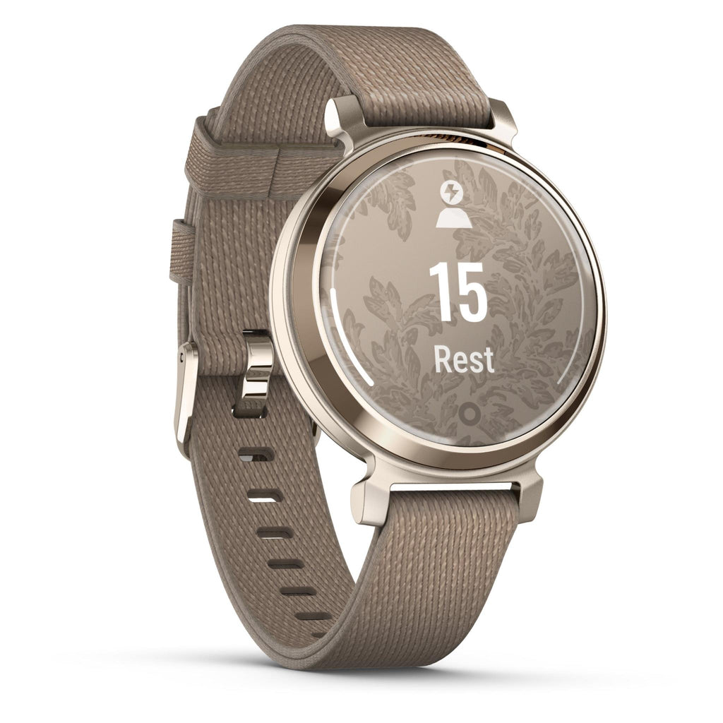 Garmin Lily® 2 Classic, Cream Gold with Coffee Fabric Band JB HiFi