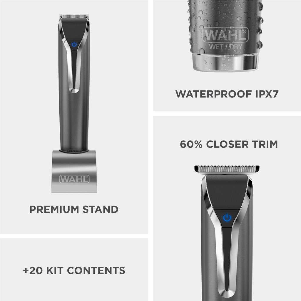 Wahl Waterproof LithiumIon Stainless Steel Grooming Kit (Slate) JB HiFi