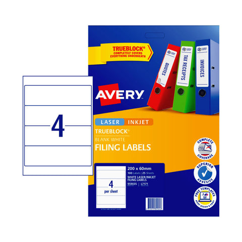 Avery Filing Labels for Laser, Inkjet Printers, 200 x 60 mm [100-Pieces]