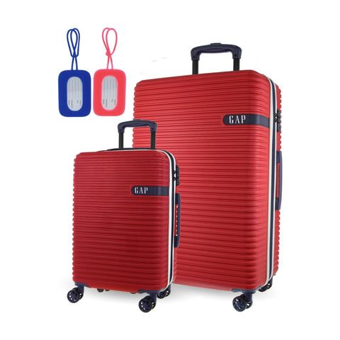 GAP Hard-Shell Suitcase Large Cabin Luggage Set with Tag (Red) [2-Pieces]