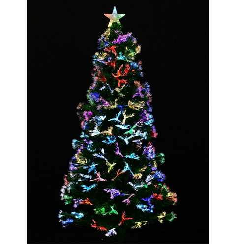 1.5m Vivid Multi Colour Dynamic LED Fibre Optic Christmas Tree | 185 Tips Green