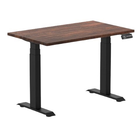 Desky Dual Mini Softwood Sit Stand Desk 100cm American Rustic Pine Desktop and Matte Black Frame