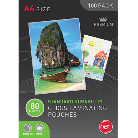 Gbc Laminating Pouch Gloss 80 Micron A4 (Clear) [Pack 100]