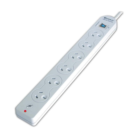 Sansai 6-Outlet Master Switched Surge Protected Power Strip Board