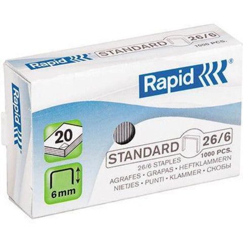 Rapid Standard Staples 26/6 Box 1000
