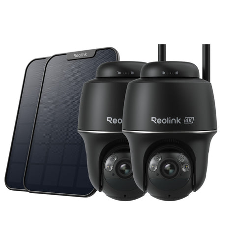 Reolink Argus PT Ultra 4K Pan Tilt  Auto Tracking Battery Security Camera+Solar Panel Black(2 Pack)