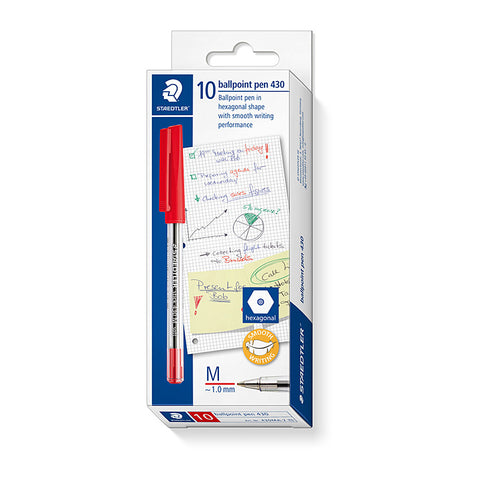 Staedtler Ballpoint 430 Medium (Red) [Box 10]