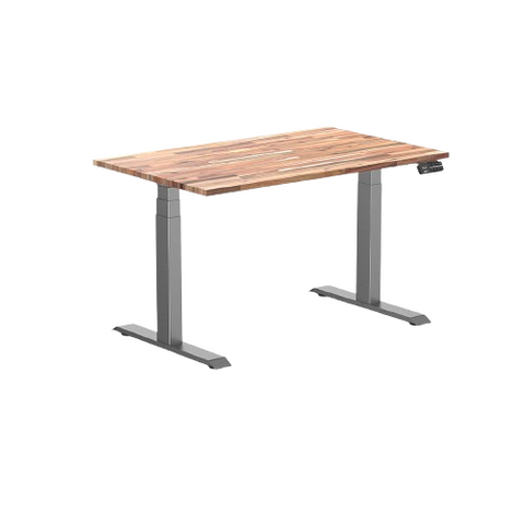 Desky Dual Hardwood Sit Stand Desk 120cm Acacia Desktop and Space Grey Frame