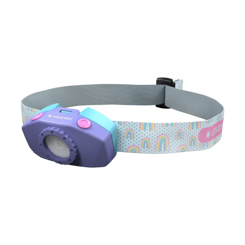 Ledlenser Kidled2 Kids Headlamp LED White Red Blue Lights Adjustable Band - Purple