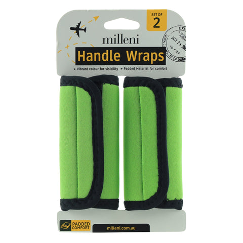 Milleni Vibrant Travel Luggage Suitcase Padded Handle Wraps Green