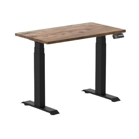 Desky Dual Mini Hardwood Sit Stand Desk 90cm Natural Walnut Desktop and Matte Black Frame