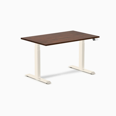 Desky Dual Rubberwood Sit Stand Desk 120cm Red Walnut Desktop and Wheat Frame
