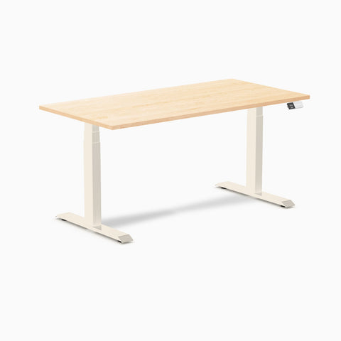 Desky Dual Hardwood Sit Stand Desk 150cm Maple Desktop and Wheat Frame
