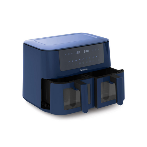 GREENPAN BISTRO CERAMIC AIRFRYER 4L + 4L DUAL BASKETS OXFORD BLUE